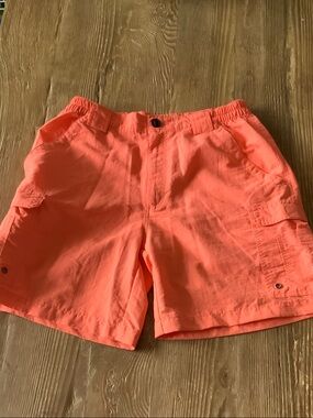 Reel Legends Men's nylon Bright Coral Cargo Shorts